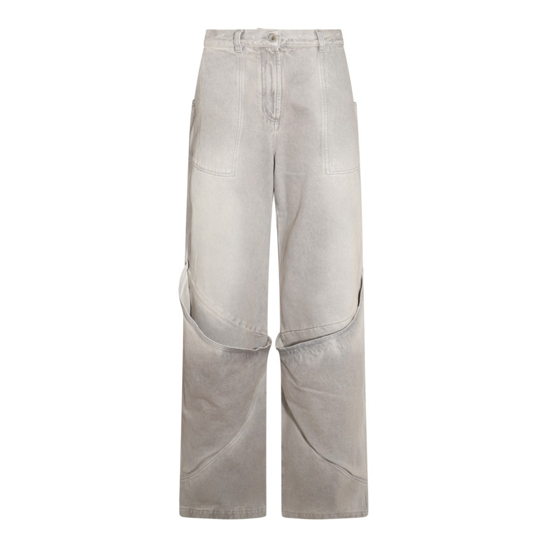 The Attico Relaxed Grey Denim Jeans With Modern Cut-Out Details