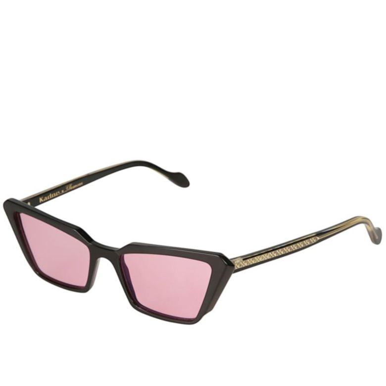 Kador Butterfly Glamour-S Angular Black Sunglasses With Pink Tinted Lenses