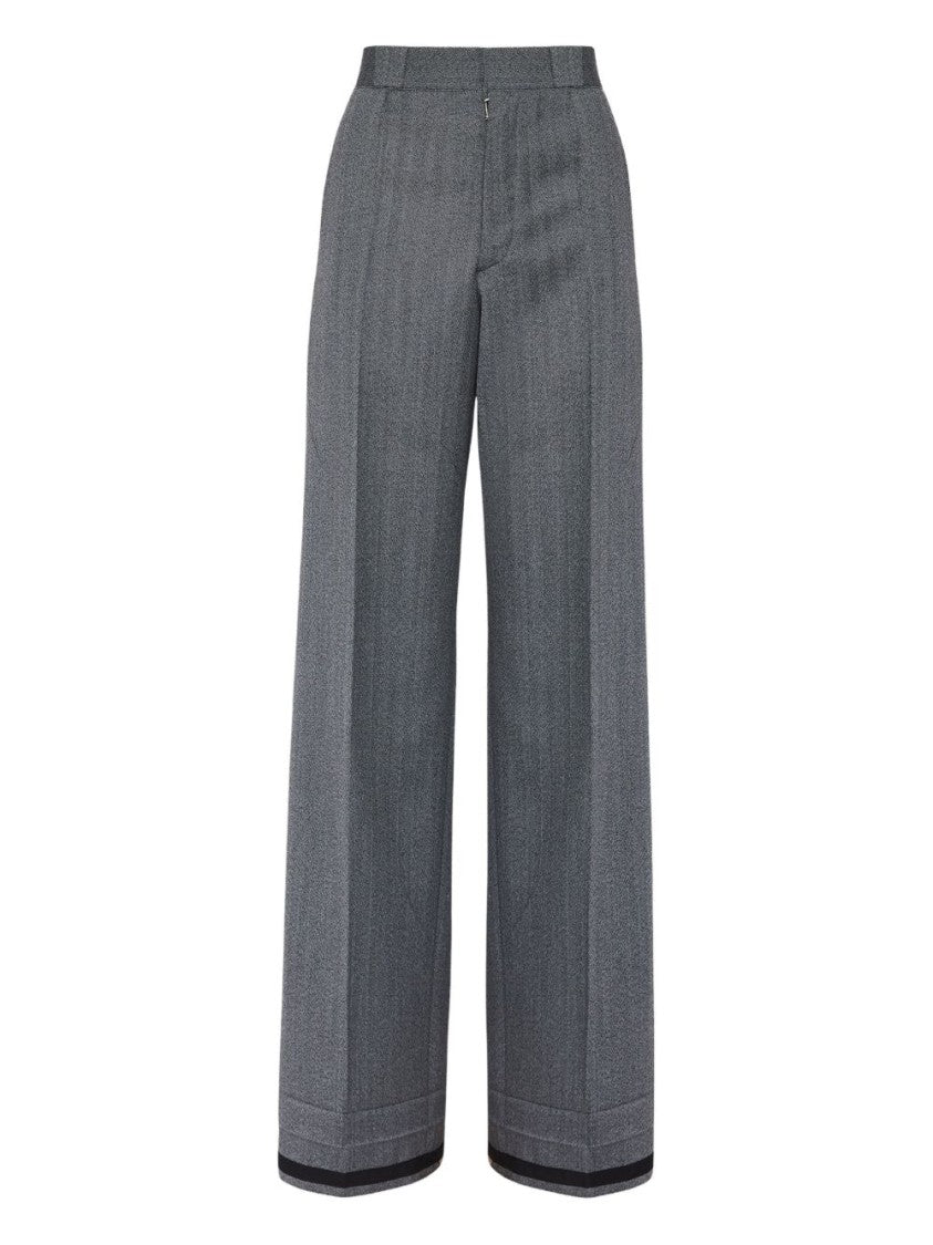 Maison Margiela Tailored Wide-Leg Gray Trousers With High Waist