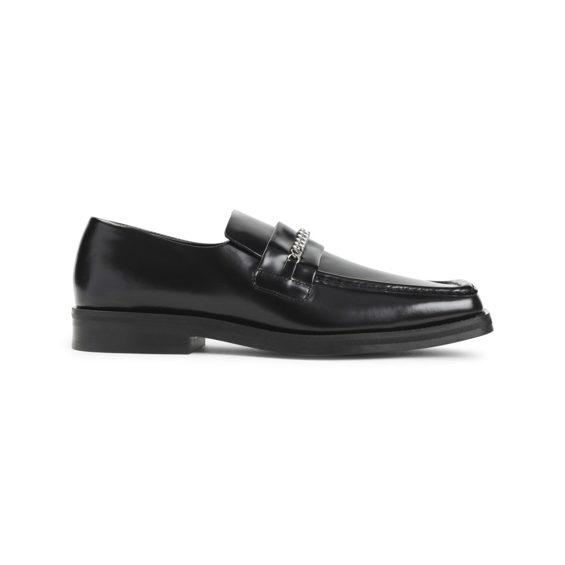 Martine Rose Square Toe Black Leather Loafers