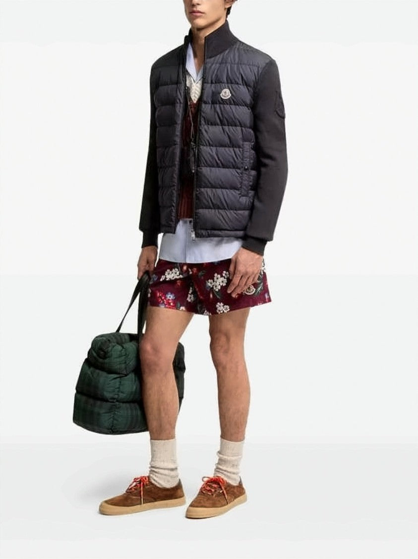 Moncler Padded Zip-Up Cardigan With Quilted Front And Knit Sleeves
