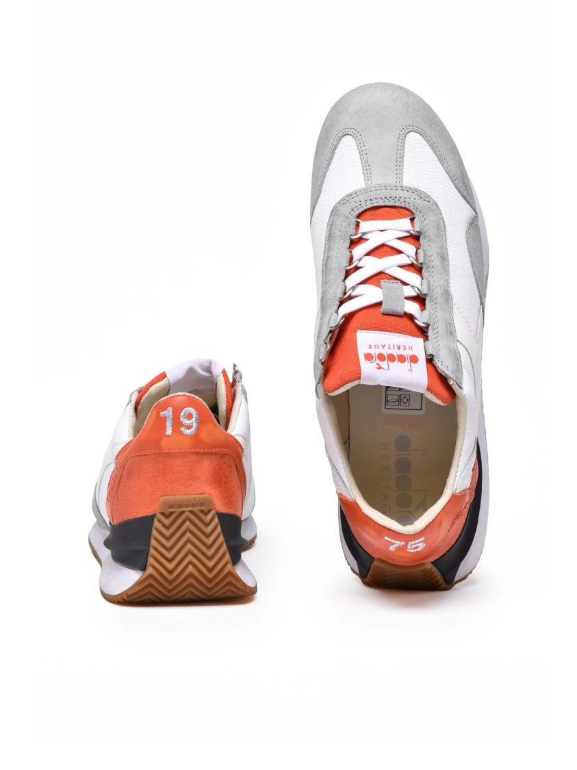 Diadora Heritage White Grey Leather Polyester Equipe Sneakers
