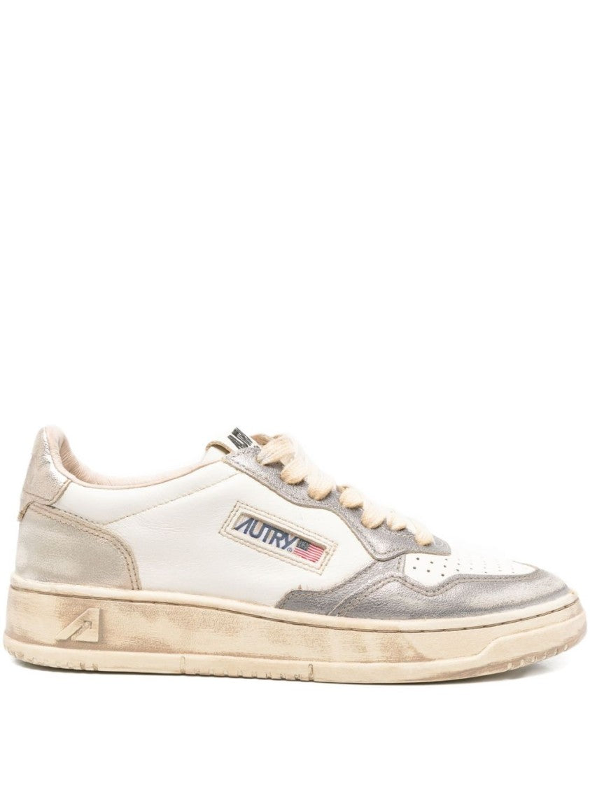 Autry White Low-Top Sneakers With Perforated Design