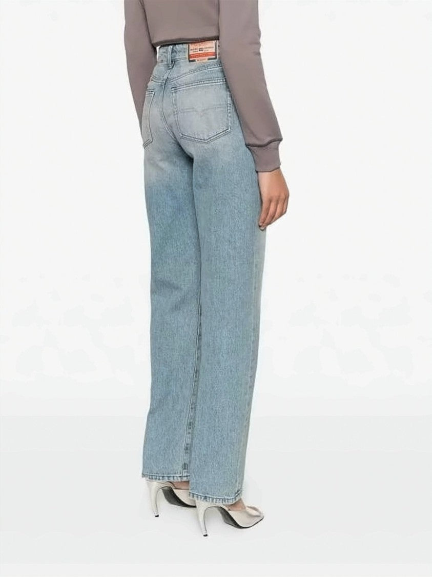 Diesel Straight-Leg Denim Pants With Mid-Rise Waist And Subtle Fading