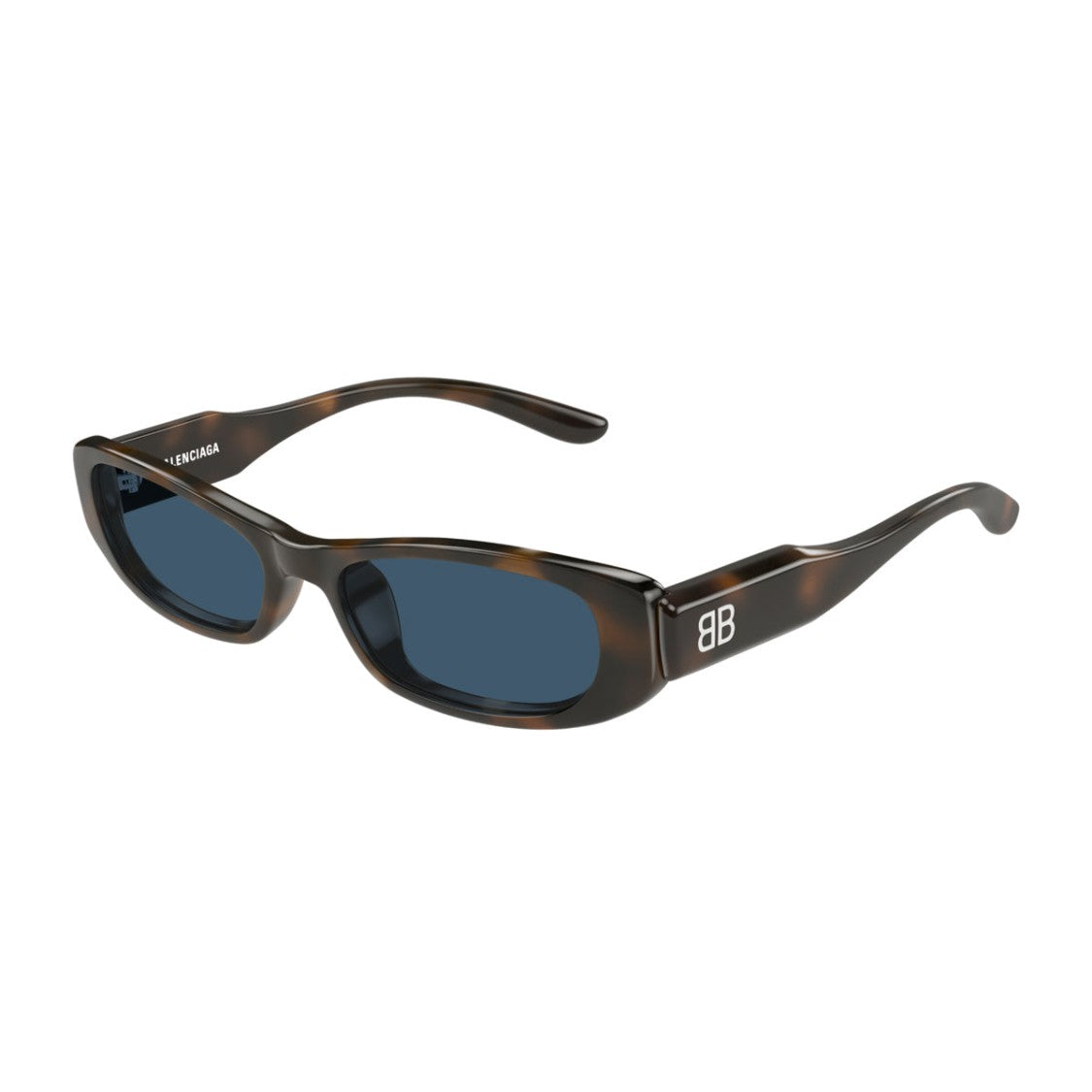Balenciaga Everyday Rectangular Havana Blue Recycled Acetate Sunglasses