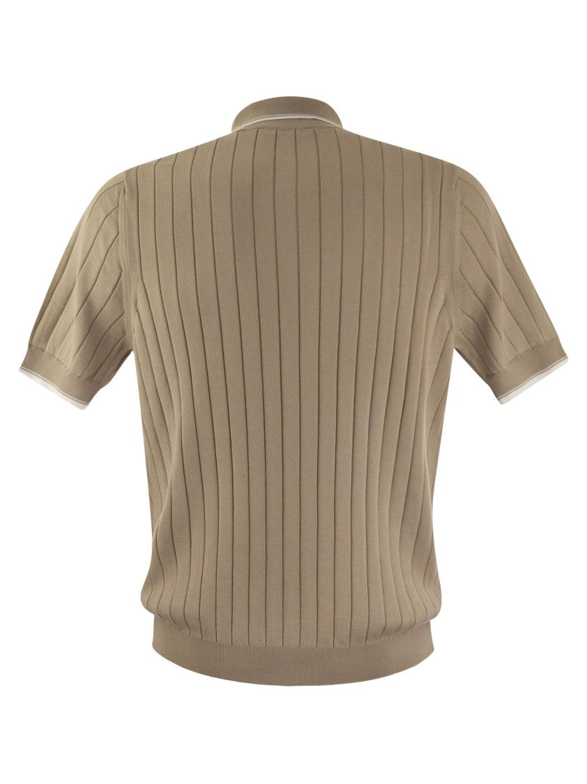 Peserico Polo Shirt In Pure Cotton Crepe Yarn