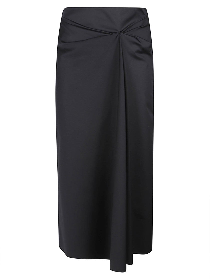 Max Mara Gathered Detail Black Skirt With Concealed Zipper
