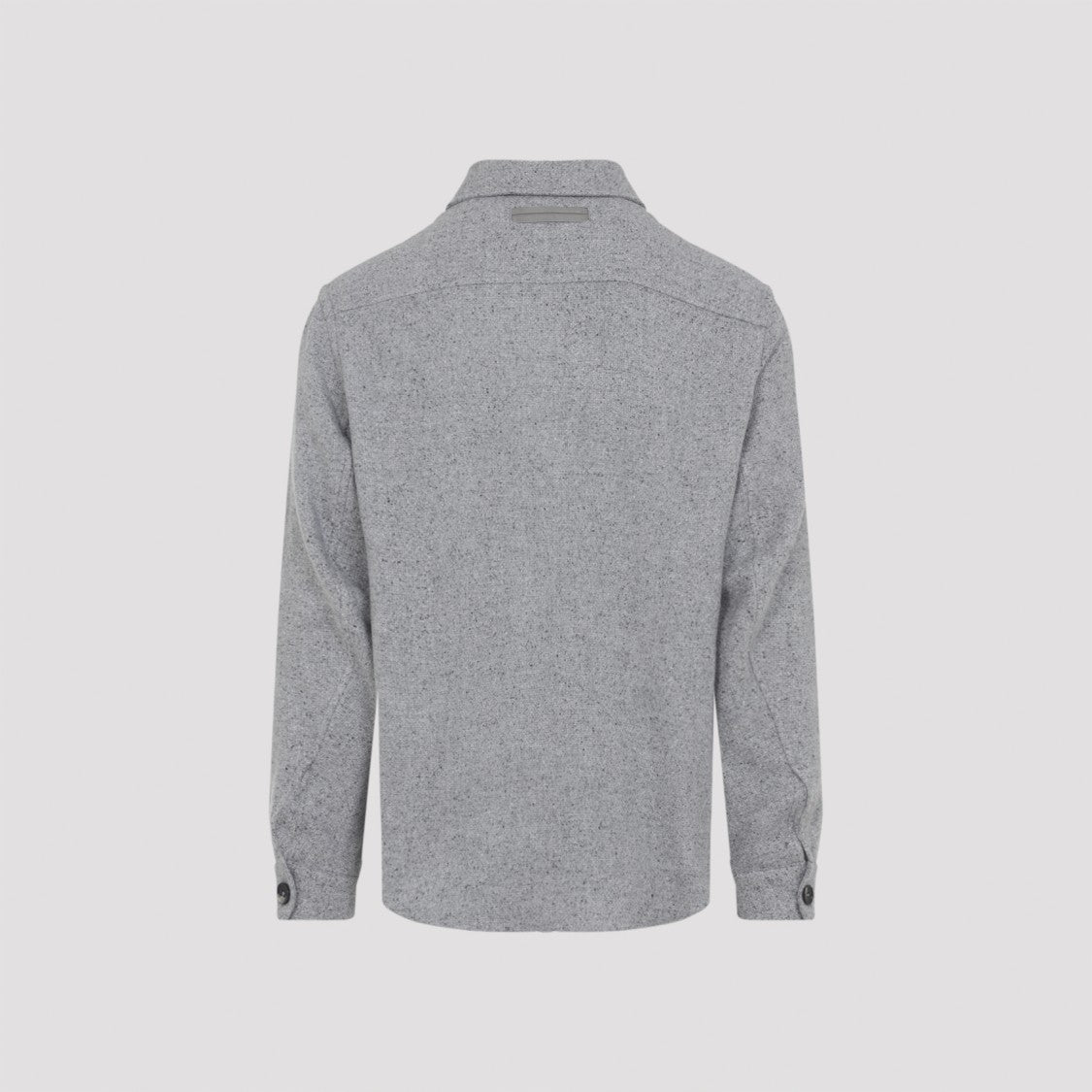 Zegna Speckled Light Grey Cashmere-Silk Button-Up Shirt
