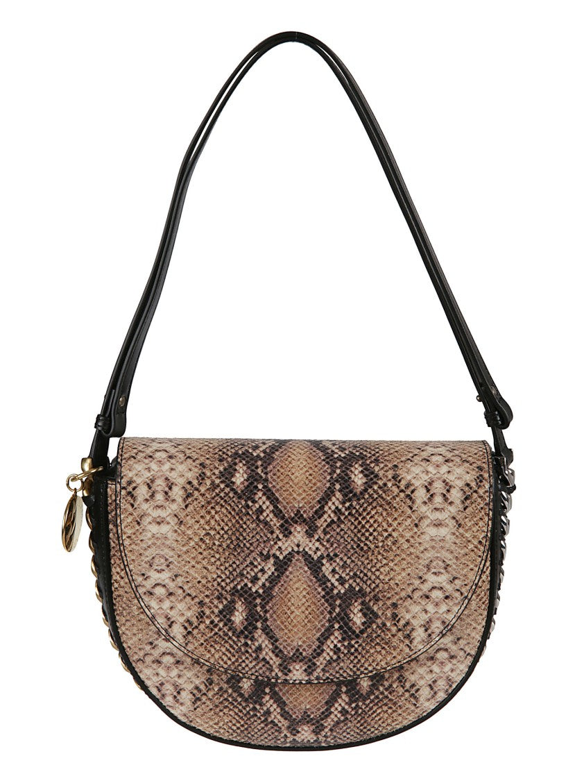 Stella Mccartney Half-Moon Snakeskin Patterned Bag With Chain Accents