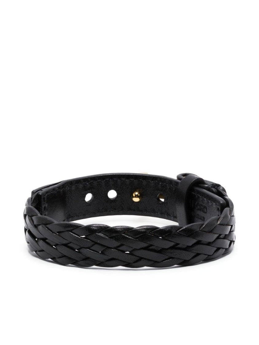 Tom Ford Bijoux Nero Leather Bracelet With Braided Design