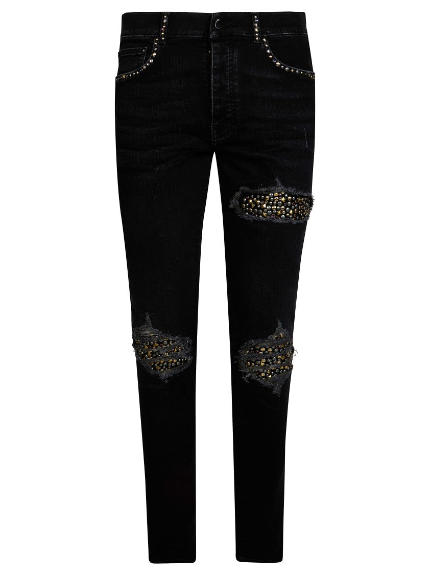 Amiri Black Jeans Skinny Distressed Studded Jeans