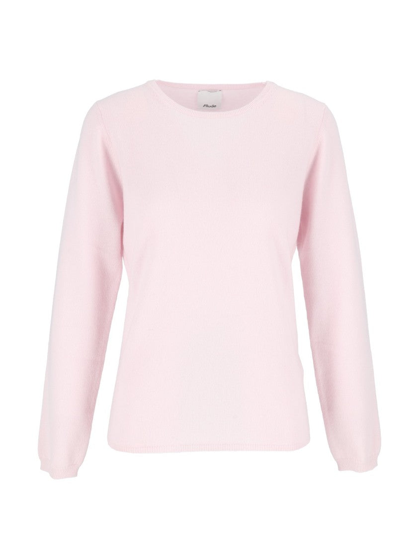 Allude Light Pink Cashmere Crew Neck Sweater