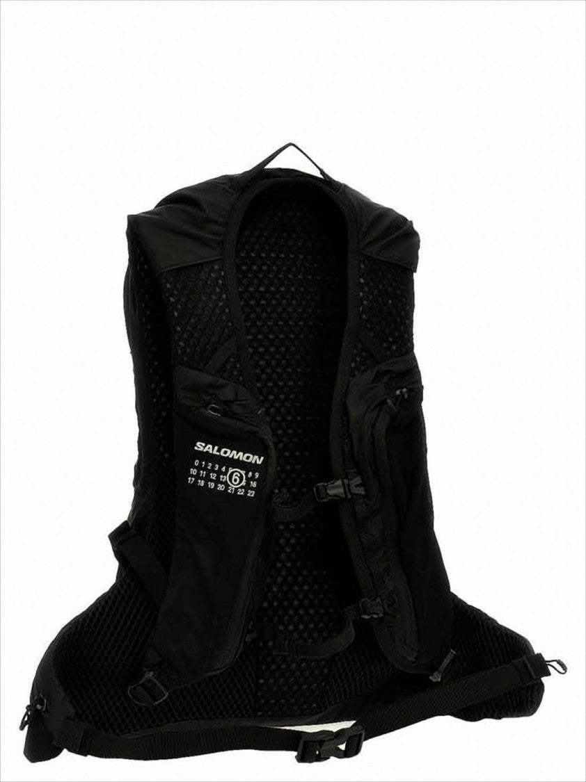 Mm6 By Maison Margiela Structured Black Backpack With Bold Logo Detailing