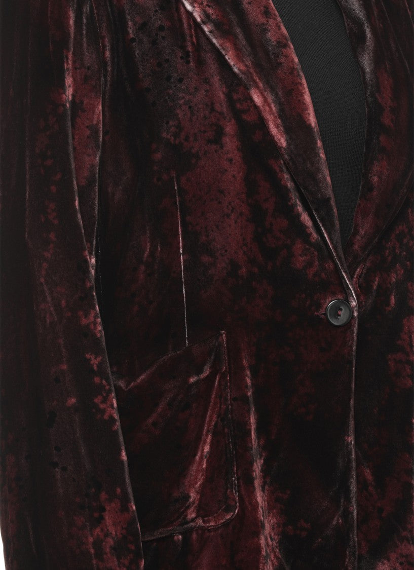 Avant Toi Burgundy Melange Velvet Blazer