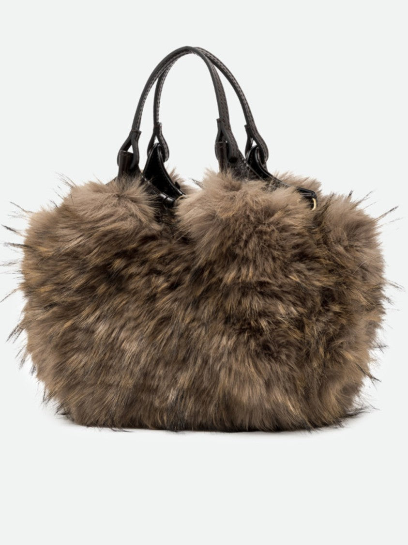 Gianni Chiarini Textured Fur Shoulder Bag With Dark Leather Accents