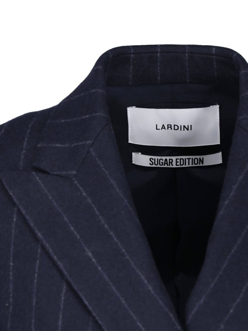 Lardini Blue Pinstripe Wool Double-Breasted Blazer