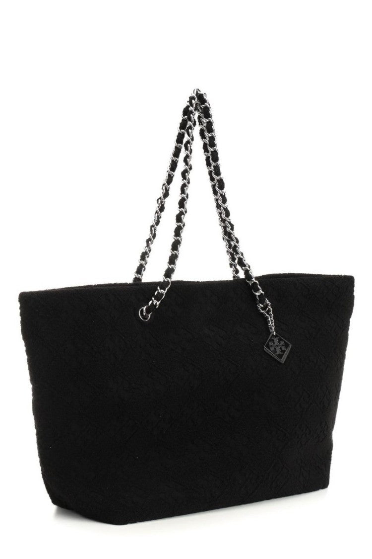 Tory Burch Black Sponge Shopping Bag With Logo