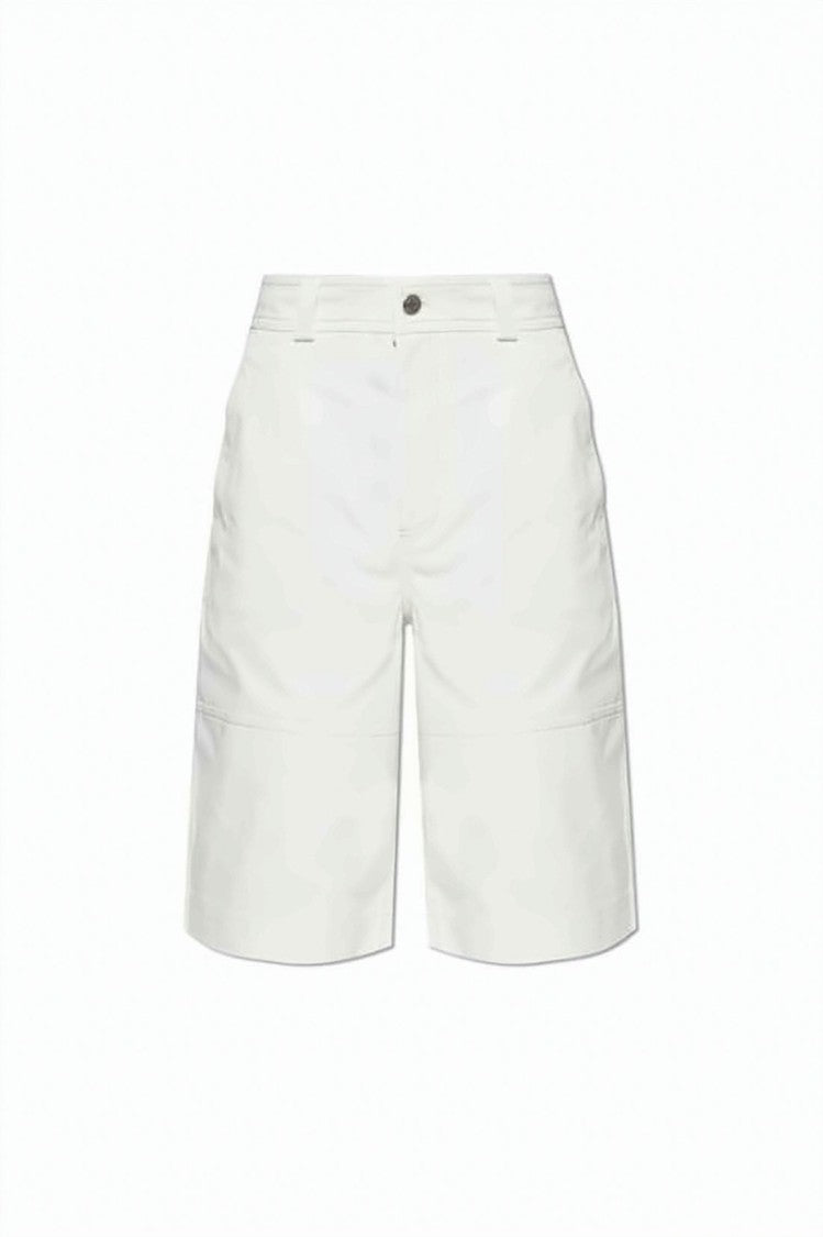 Ami Paris Black Straight-Cut Cotton Mid-Thigh Shorts