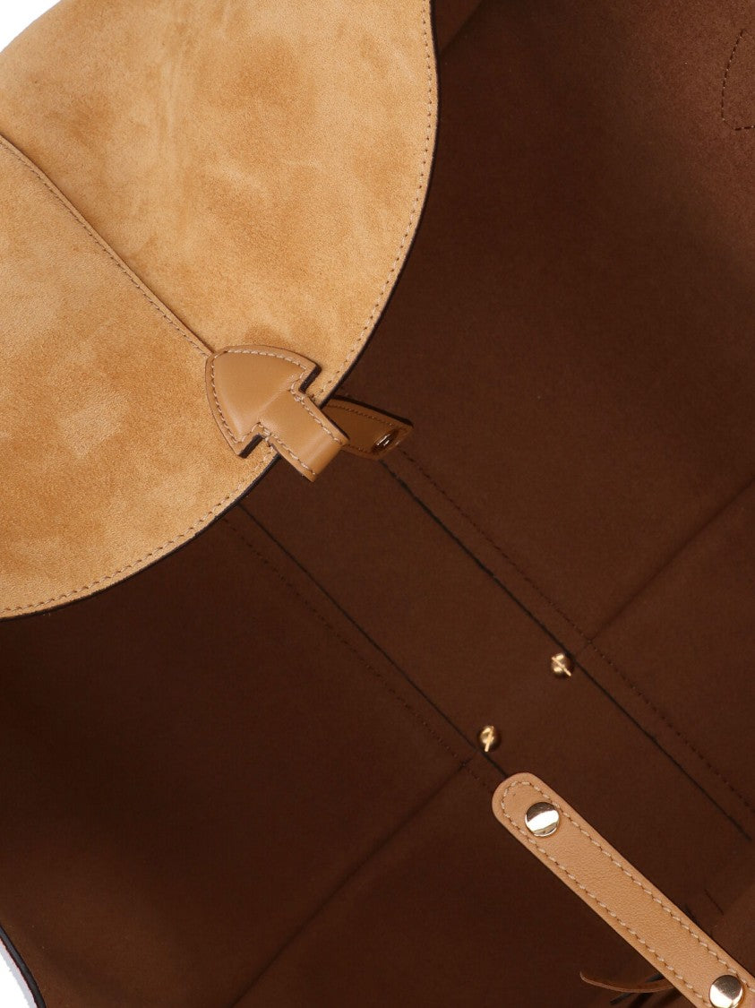 Tod's Medium Suede Tote Bag With Gold-Tone Logo Buckle