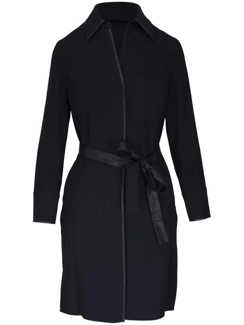 Vince Leather Trim Shirt Dress