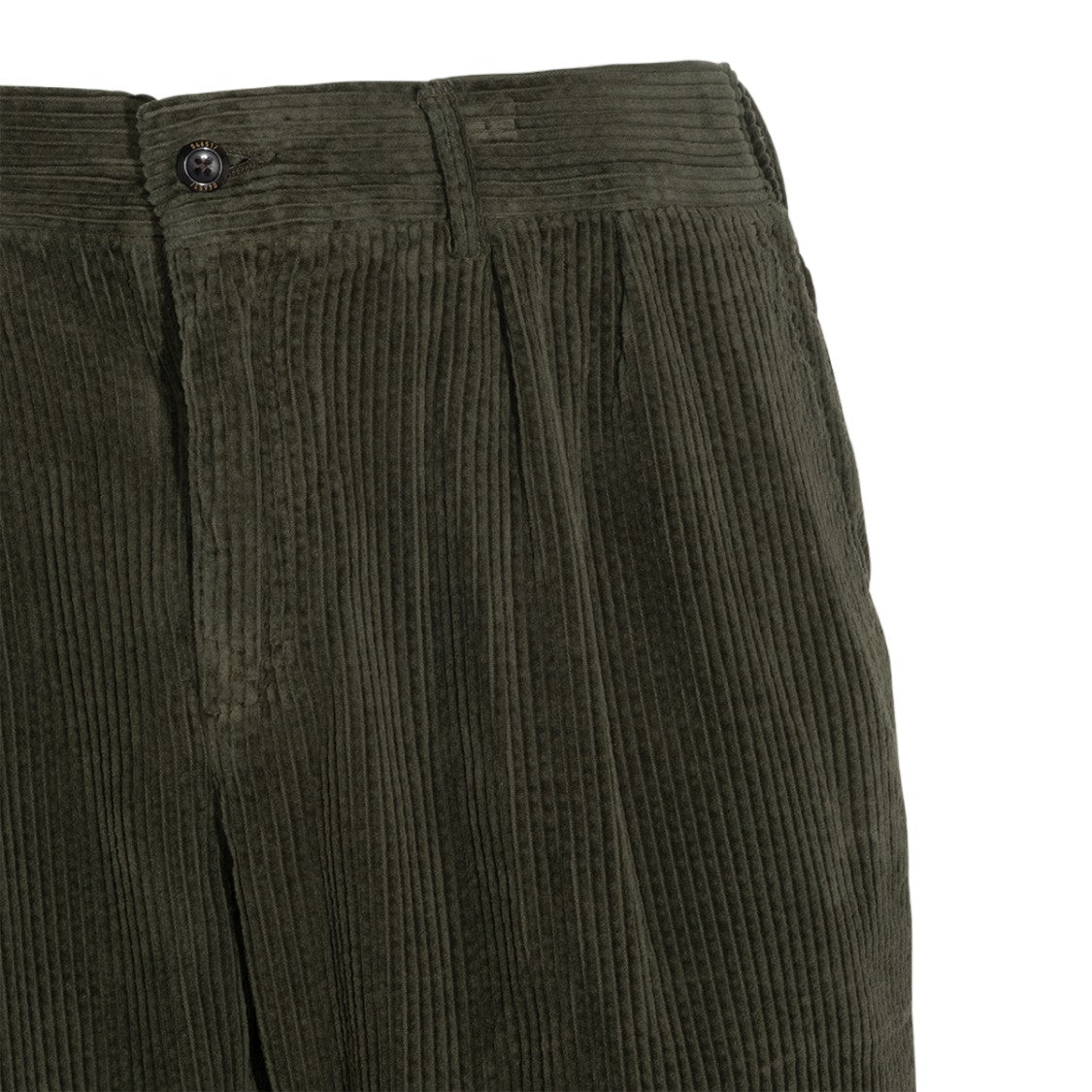 04651/A Trip In A Bag Relaxed Fit Green Corduroy Trousers With Tapered Leg
