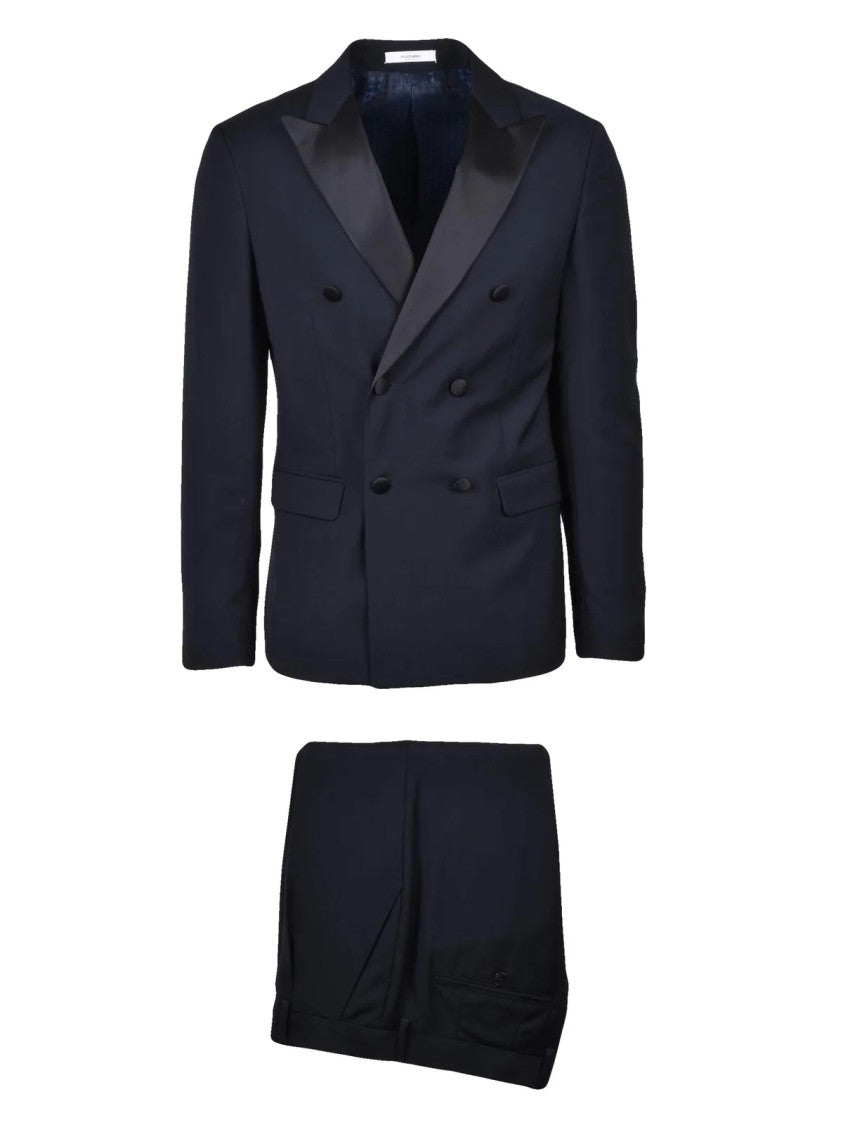 Futuro Men's Double-Breasted Virgin Wool Suit - Black