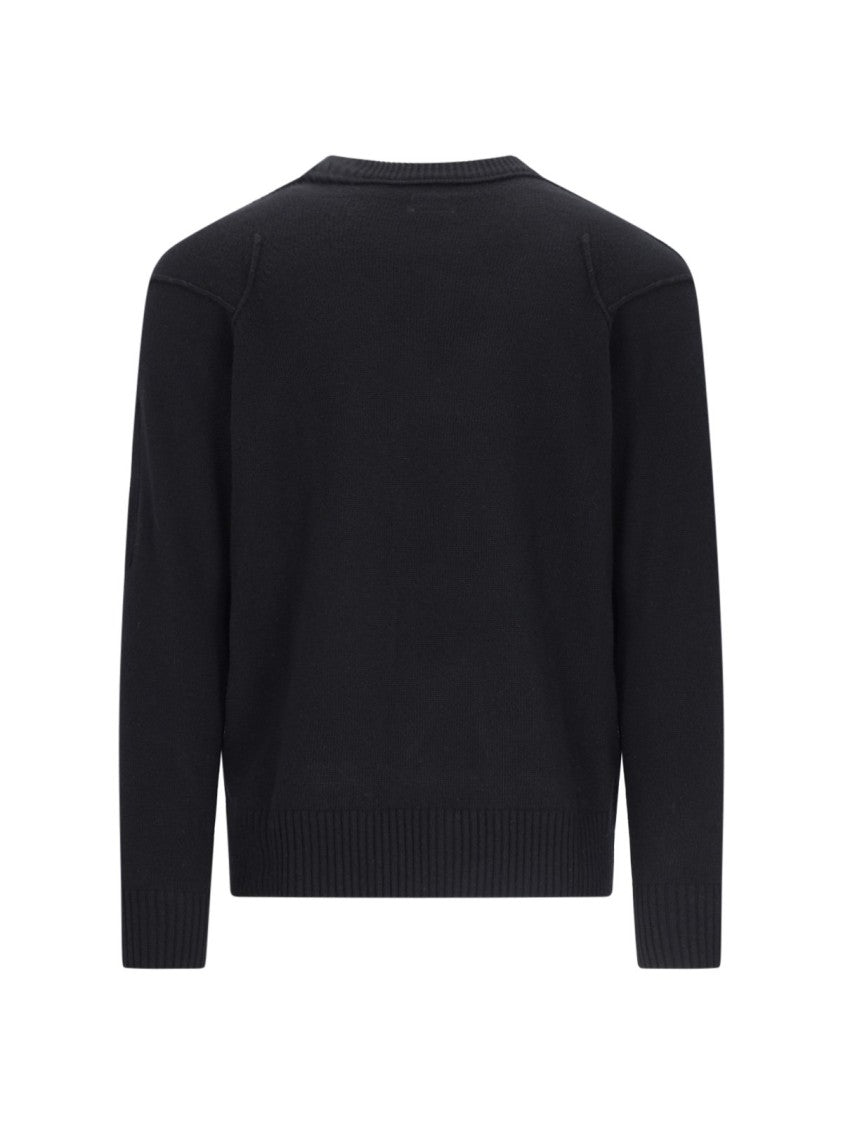 C.P. Company Crew Neck Knit Sweater With Raglan Sleeves And Logo Patch