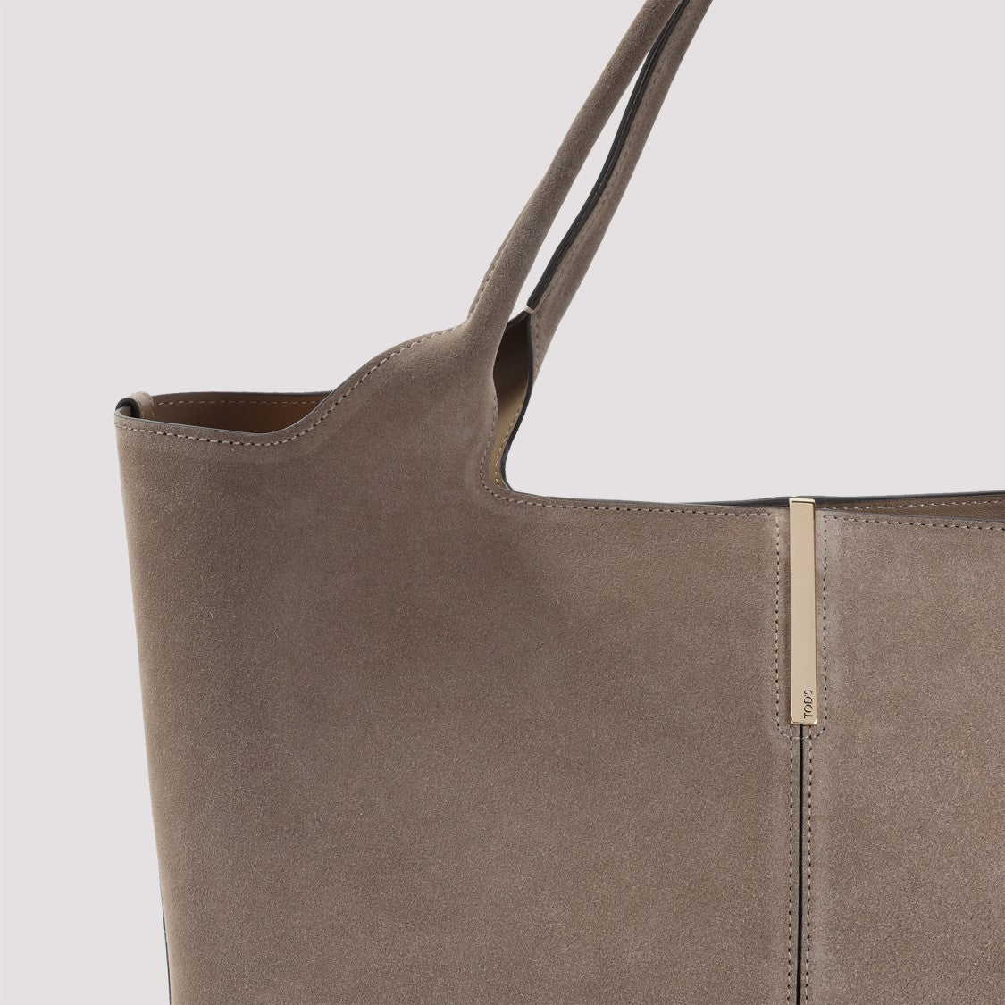 Tod's Light Clay Beige Suede Leather Ebr Shopping Bag