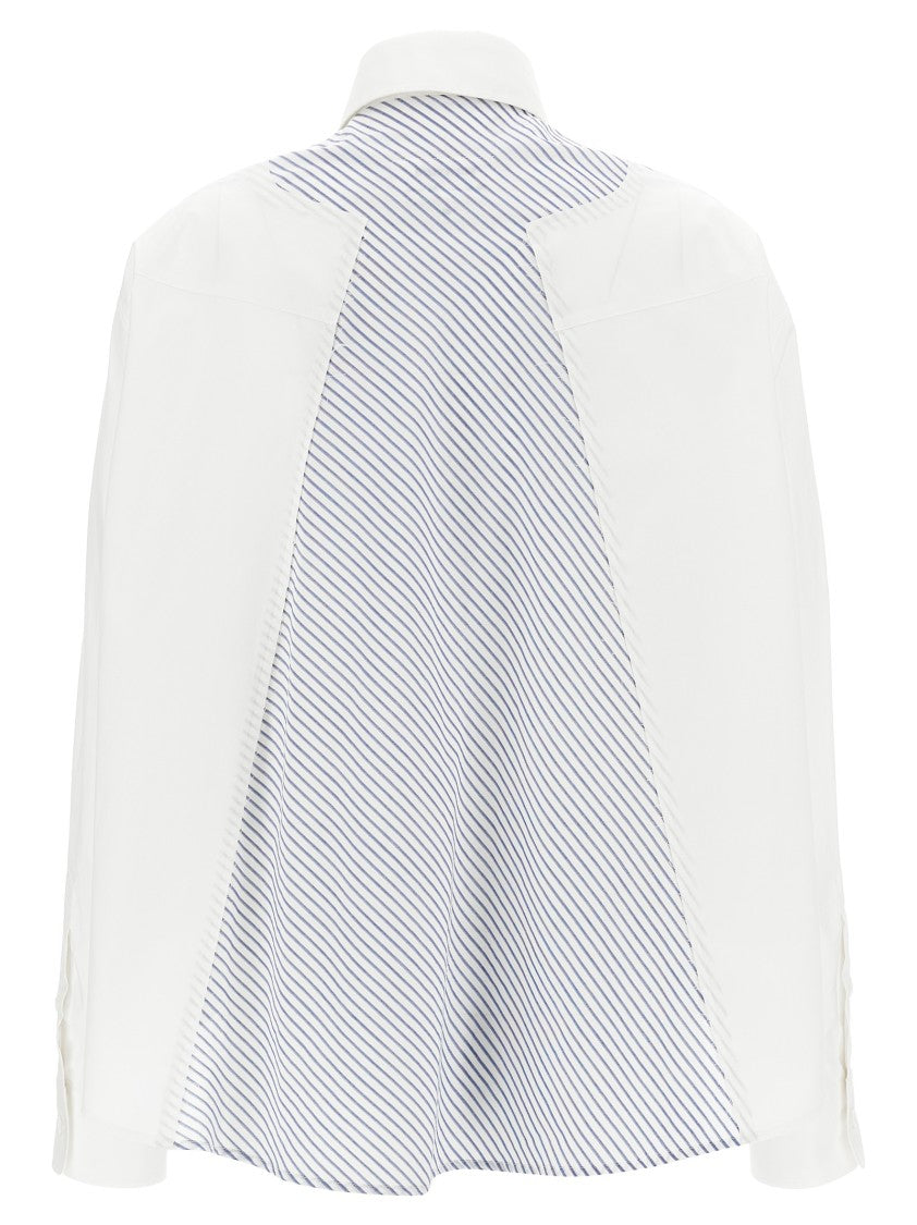 Mm6 By Maison Margiela Asymmetric Crop Shirt With Striped Back Insert
