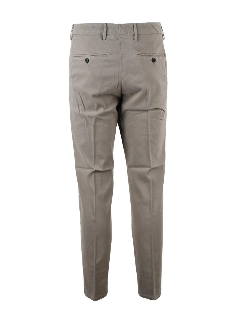 Dondup Grey Ralp Pleated Tailored Stretch Cotton Trousers