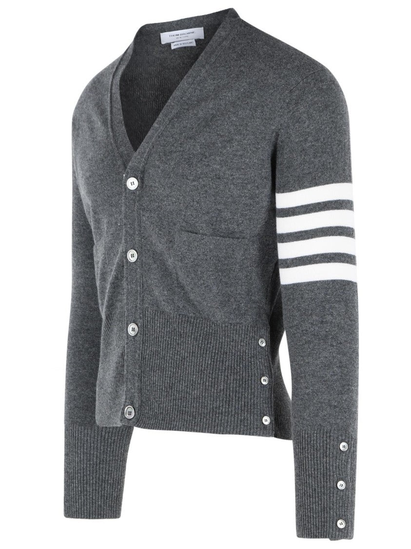 Thom Browne 'Classic 4 Bar' Grey Cashmere Cardigan
