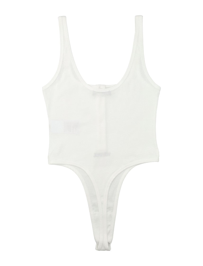Versace Sensual Ribbed Cotton Bodysuit With Embroidered Logo
