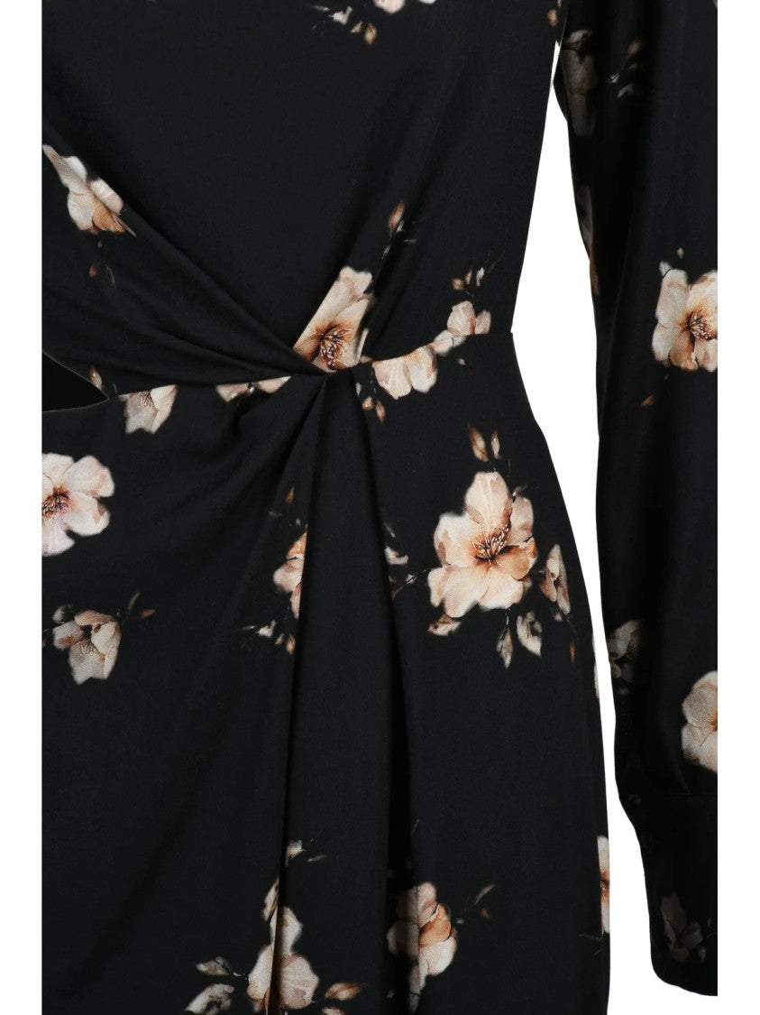 Mar De Margaritas Black Dual-Tone Floral Viscose Long Dress