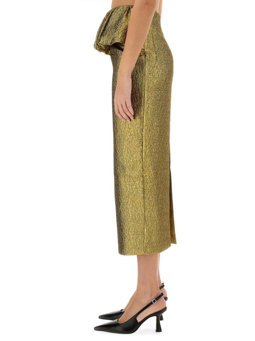 Self-Portrait Metallic Jacquard Midi Skirt