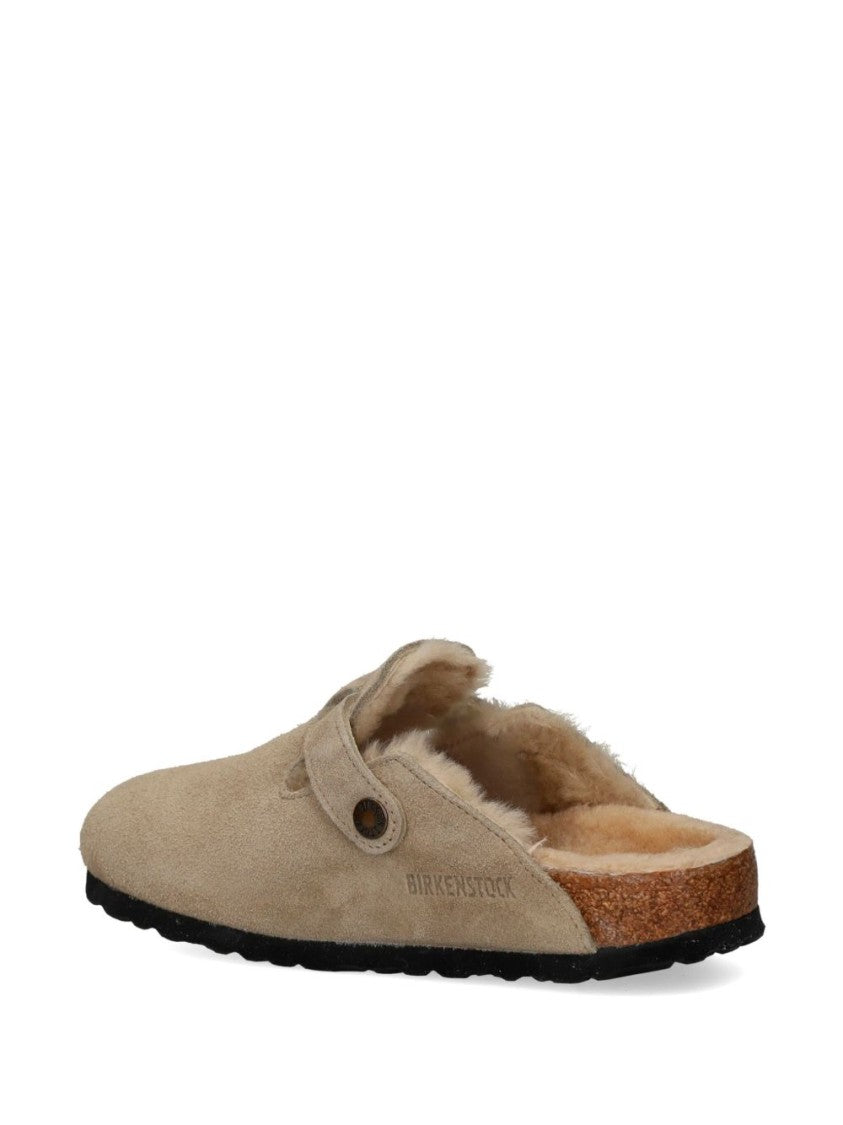 Birkenstock Suede Shearling Slip-On Sandals