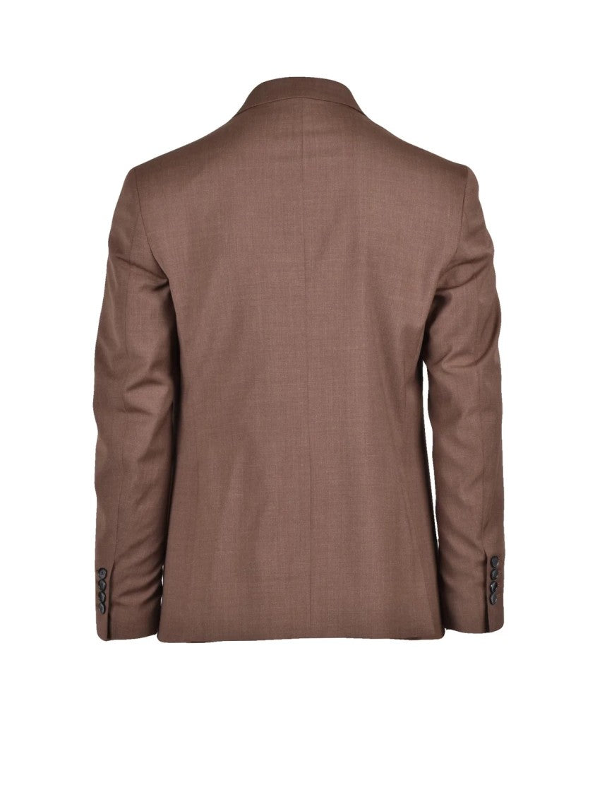 Messagerie Brown Wool-Blend Mastroianni Double-Breasted Formal Suit