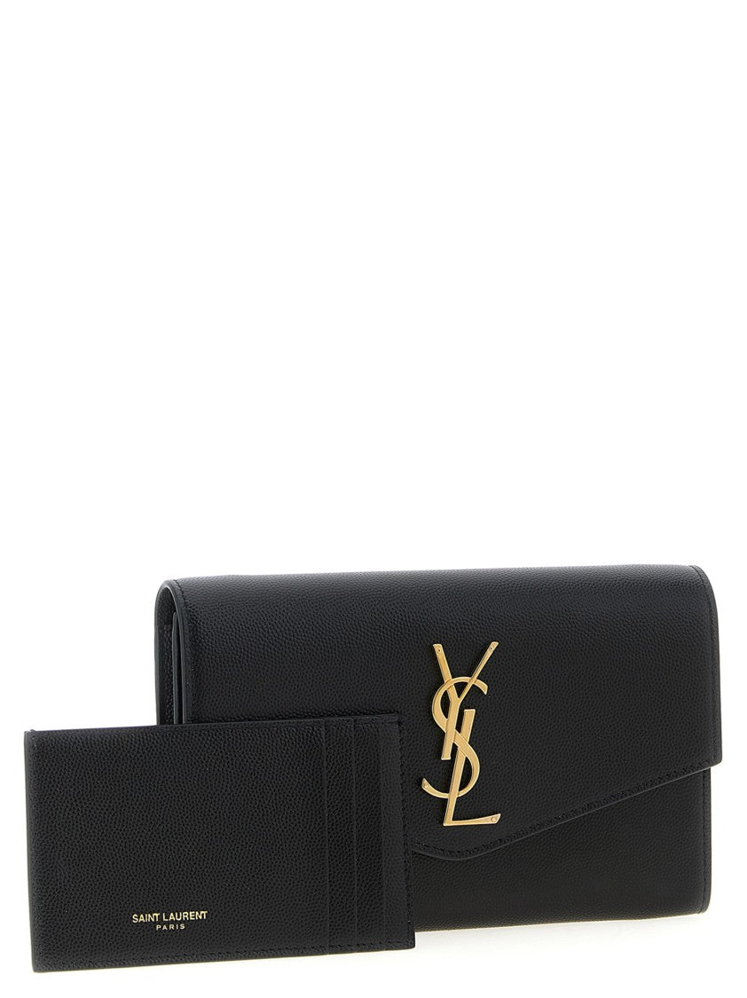 Saint Laurent Grain De Poudre Royal Leather Clutch Bag