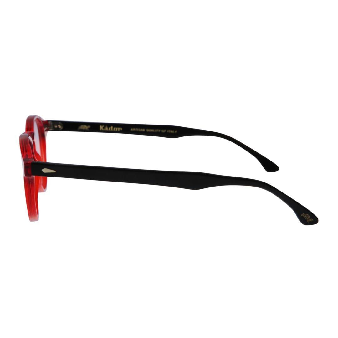 Kador Oxford Rounded Frame Eyeglasses With Bold Red Front