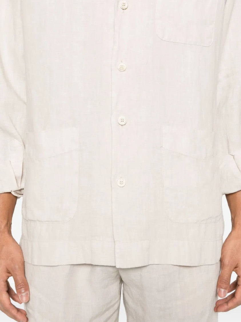 Boglioli Relaxed Fit Camp Collar Linen Shirt