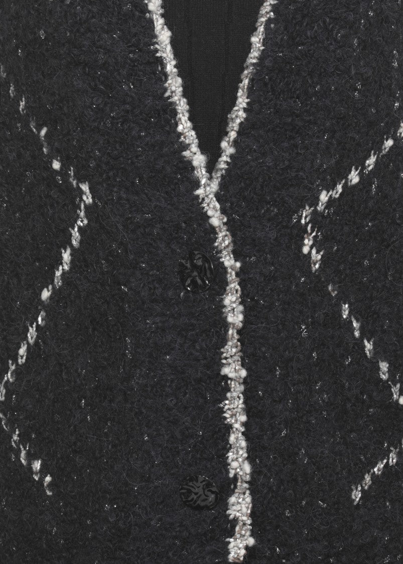 D. Exterior Black Wool And Alpaca Cardigan