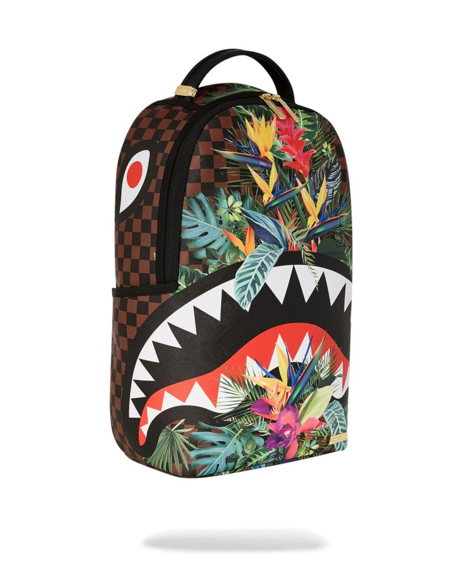 Sprayground Tropical Floral Print Checkered Backpack