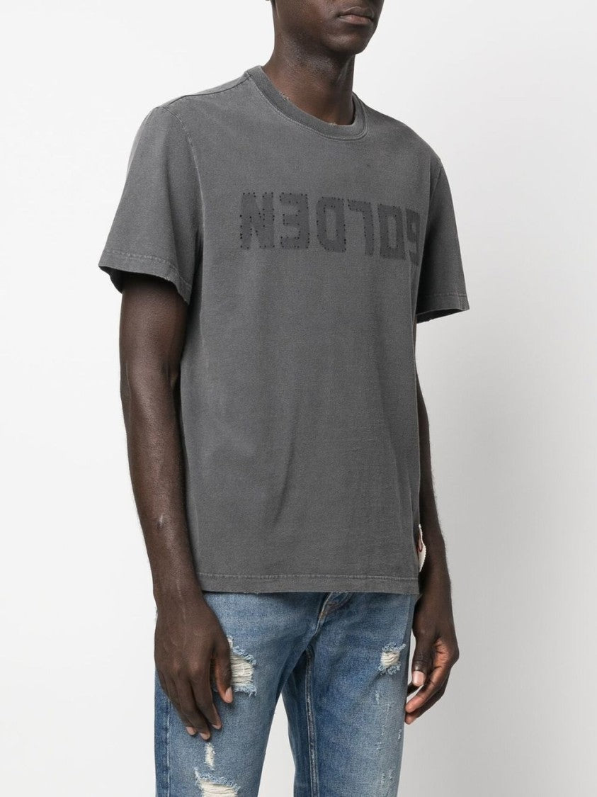 Golden Goose Anthracite Graphic Print T-Shirt With Classic Crew Neckline