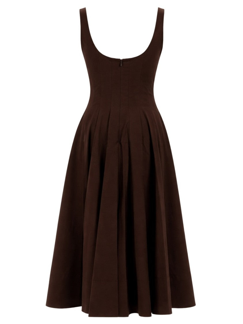 Staud Wells Fitted Cotton-Blend Midi Dress