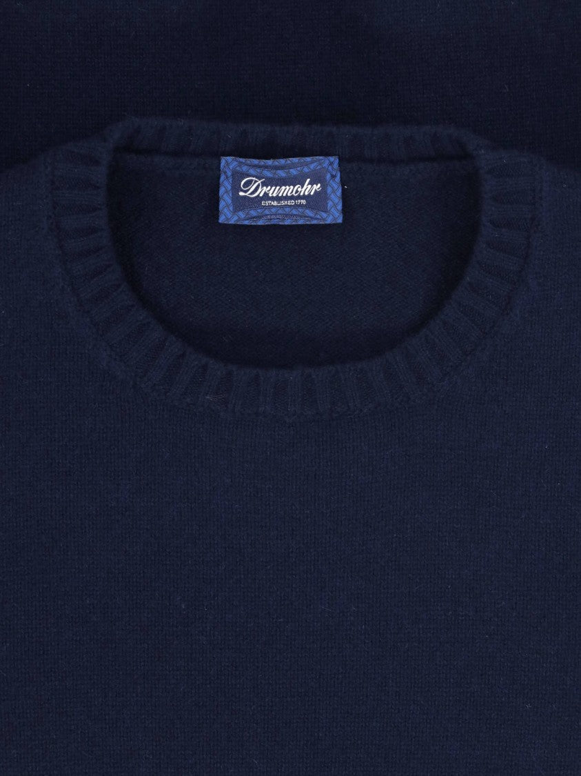 Drumohr Blue Cashmere Crewneck Sweater