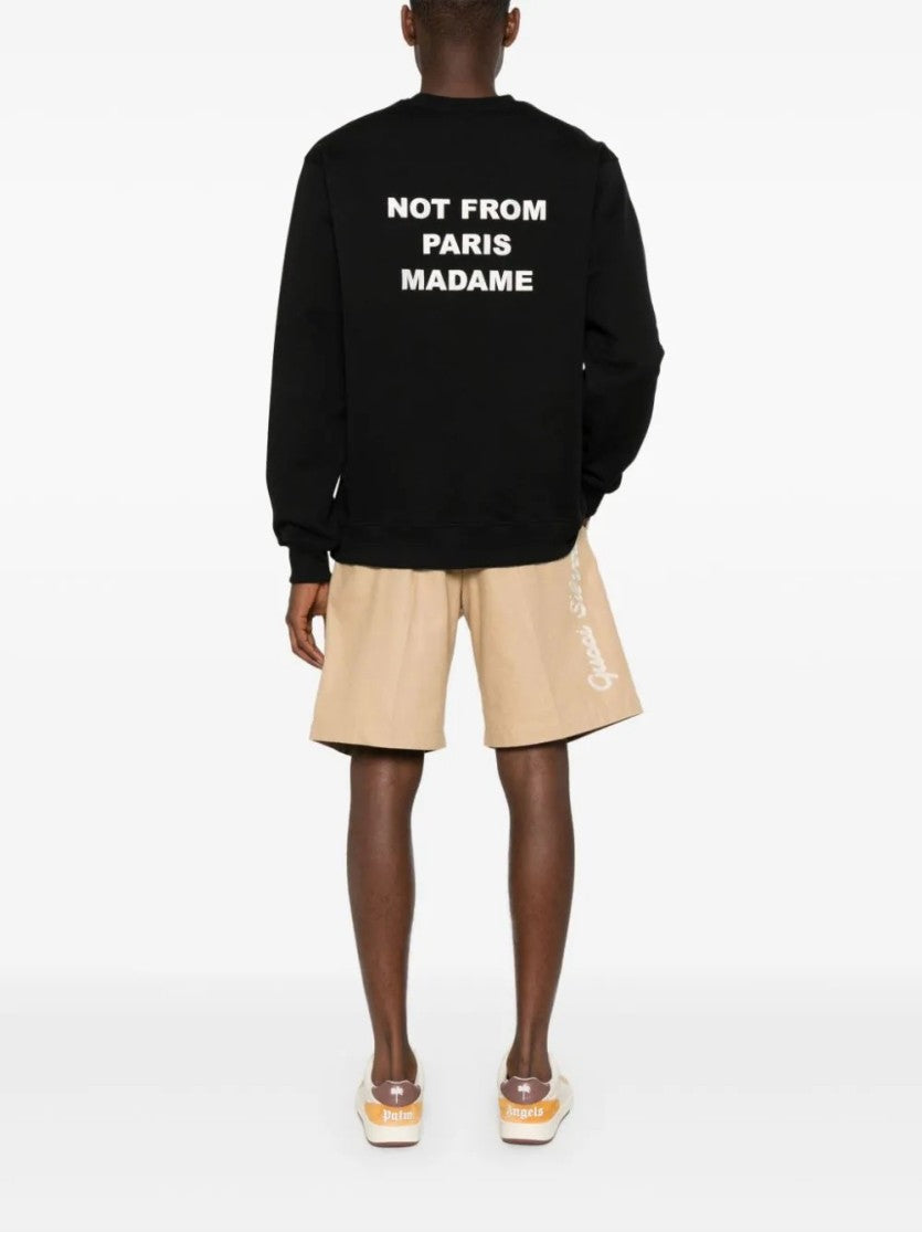 Drôle De Monsieur Slogan Black Cotton Sweatshirt With Design