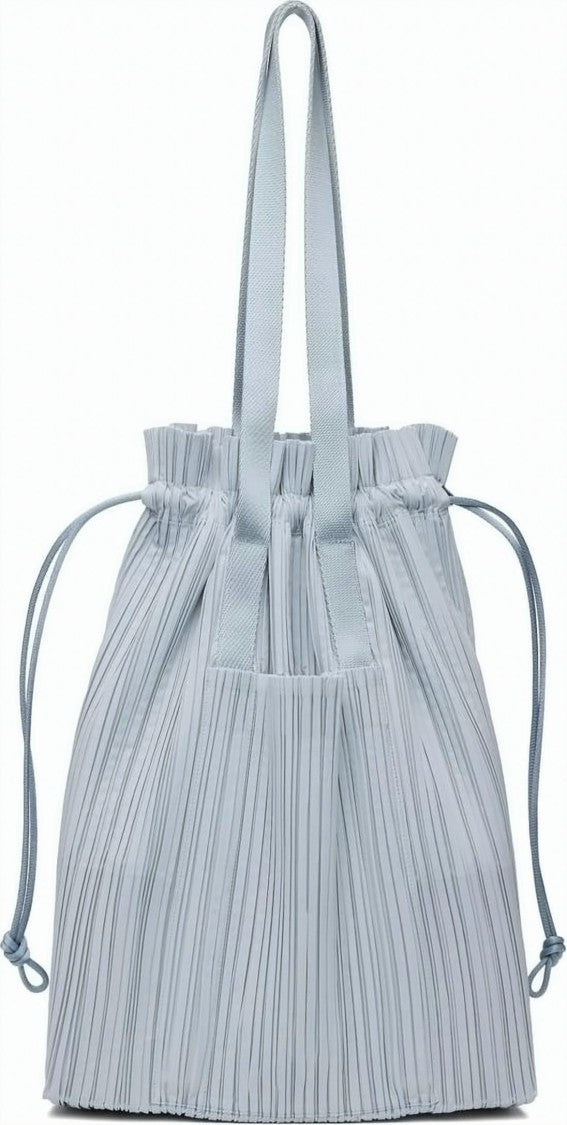 Pleats Please Pleated Design Shoulder Bag With Gathered Top Edge