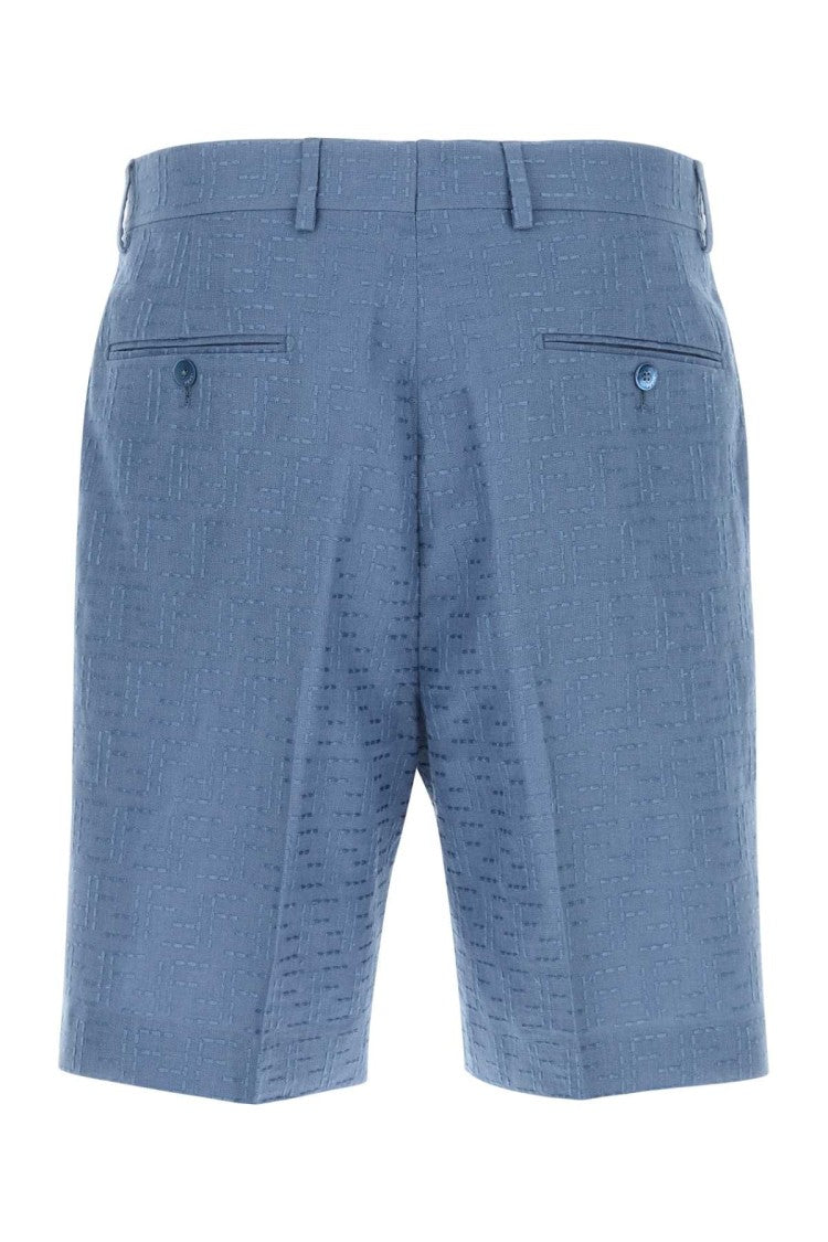 Fendi Cerulean Blue Linen Blend Bermuda Shorts