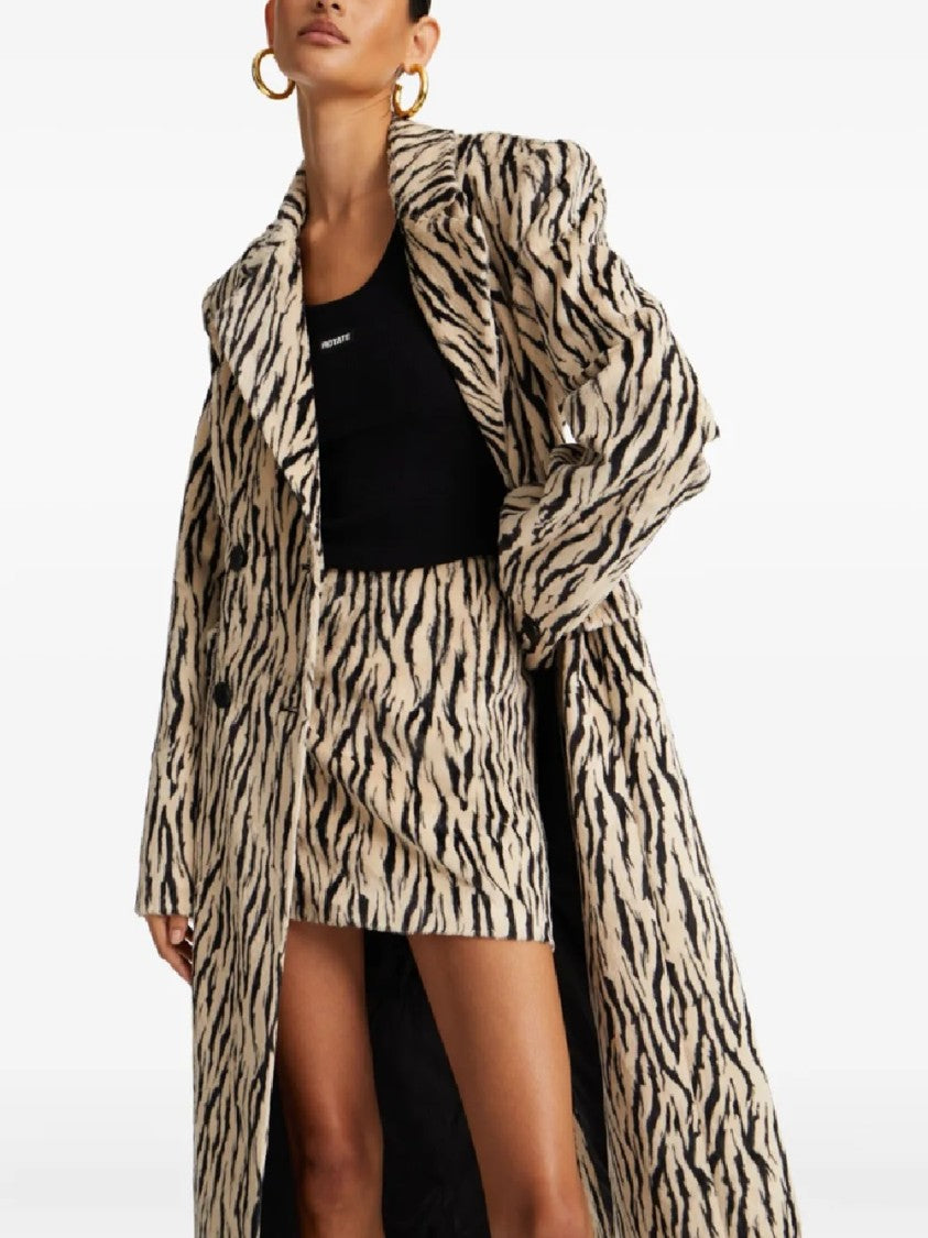 Rotate Printed Faux Fur Skirt