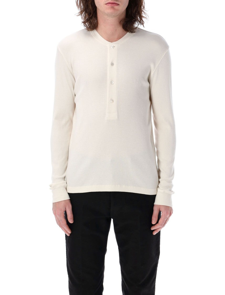 Tom Ford Cotton-Modal Ribbed Henley With Buttoned Placket
