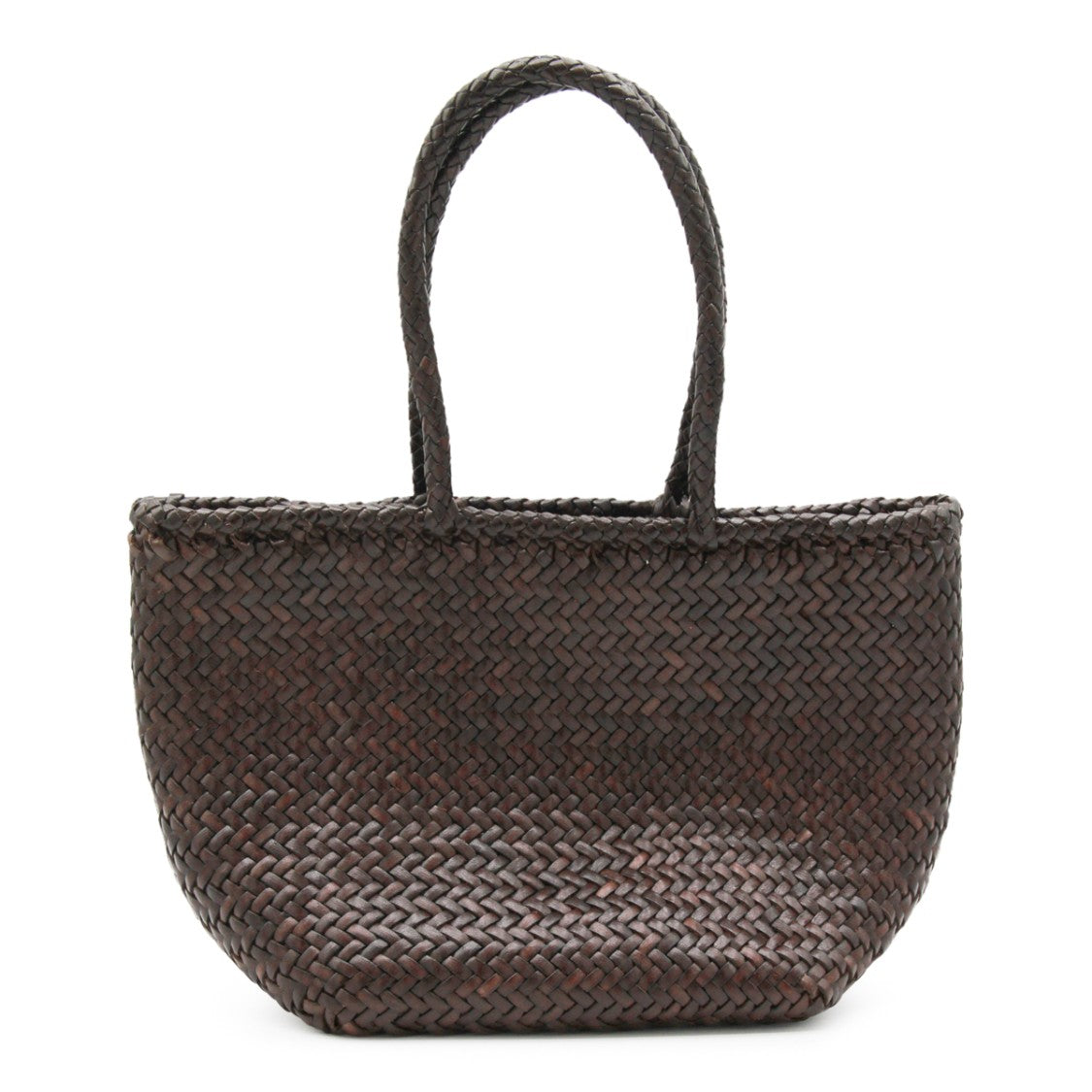 Dragon Diffusion Artisanal Dark Brown Woven Leather Tote